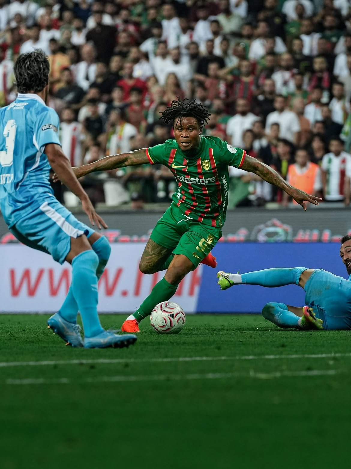 Gift Orban taking on a defender